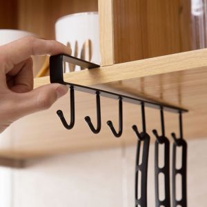 Dudumart 6 Hooks Cup Holder Hanger Kitchen Cabinet Shelf Wardrobe Storage Rack Organizer Tools
