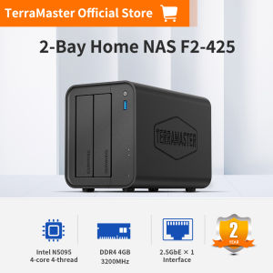 TERRAMASTER F2-425 2-Bay NAS Storage - Intel X86 Quad-Core CPUแรม4GB2.5GbE LANเครือข่ายที่แนบมาที่เก็บข้อมูลมัลติมีเดียเซิร์ฟเวอร์สำหรับผู้ใช้ที่บ้านเราบวก (Diskless)