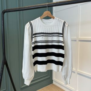 BL20892 Mindy 2in1 Pattern Knit Vest Blouse