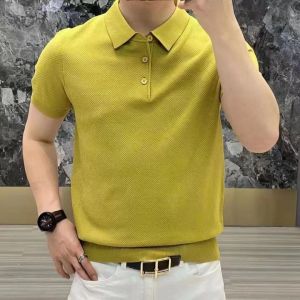 Plus Size Pineapple Pattern POLO Shirt for Men 2025 Summer New Business Light Luxury Fashion Slim Fit Stretch Short Sleeve Top