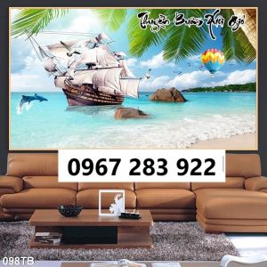 Tranh gạch cảnh thuyền buồm 3D