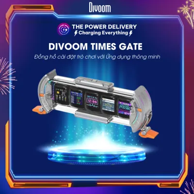 Đồng hồ cài đặt trò chơi Divoom Times Gate Pixel Art với Ứng dụng thông minh Màn hình IPS 128x128 Trang trí màn hình