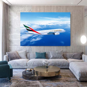สวยเครื่องบิน A380 เครื่องบินโดยสารขนาดใหญ่พิเศษเครื่องบินขนส่ง Blue Sky ห้องนั่งเล่น Home Wall Art ตกแต่งพิมพ์โปสเตอร์ผ้าใบ 1 ชิ้นไม้กรอบด้านในหรือ Frameless (หรือกรอบอลูมิเนียมสีดำ)