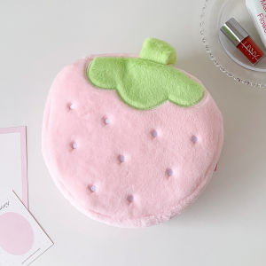 New Cute Strawberry Plush Makeup Bag Large Capacity Travel Skincare Organizer Toiletry Pouch with Handle Girls Gift