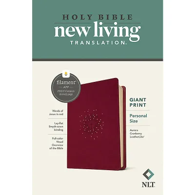 NLT Personal-Size Giant-Print Bible Filament Enabled Edition--soft leather-look aurora cranberry