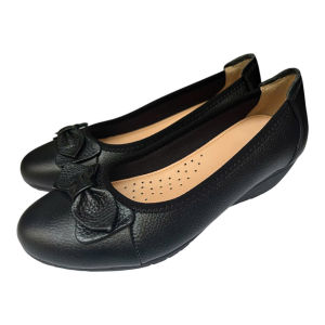 Giày búp bê đế xuồng da thật mềm đế cao 4cm Giày Đồng Phục Nhà Hàng Khách Sạn