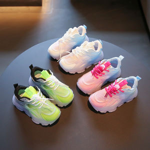 Korean kids shoes sneakers for kids new style Brand Net Gradient Color rubber Shoes for kids girls
