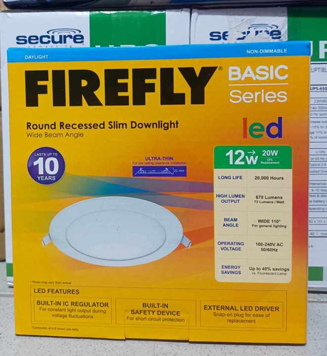FIREFLY Round Recessed Slim Downlight Wide Beam Angle 12W | Lazada PH