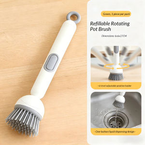 【2Pcs】360° Rotating Cleaning Brush Pot Scrubber Kitchen Dish Brush Long Handle Non-Scratch for Pan Bowl Sink