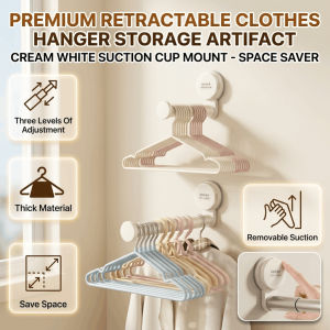 Adjustable Telescopic Hangers Clothes Rack Organizer Wall Mounted Suction Cup Storage Holder Nonslip Durable Reusable