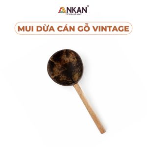 Mui Gáo Dừa Cán Gỗ ANKAN 34cm – Vá Múc Nước Muỗng Gỗ Dừa Tự Nhiên Handmade Chắc Chắn Đa Năng