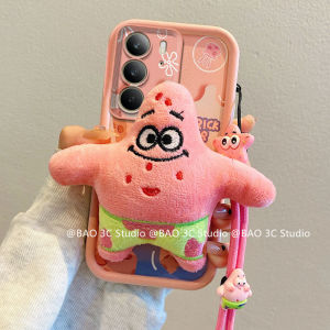 Hot Phone Case Realme C71 C75x NFC Realme 14X 5G New Cute Fashio Hello Kitty Frog Patrick Stereoscopic Plush Doll Anti-fall Soft Casing with Lanyard 2025