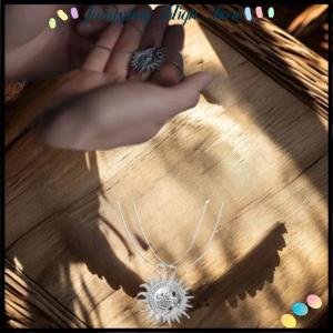 【Jumpping】 1Pair Retro Sun Moon Pendant Necklace Personalized Couple Choker Chain Jewelry For Valentines Day Gifts