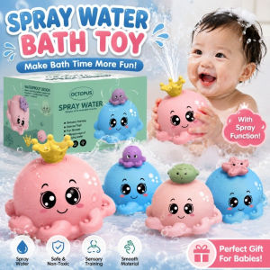 Baby Bath Toys Cute Electric Octopus Water Spray Toy with Colorful Light Safe Rotating Swimming Toys