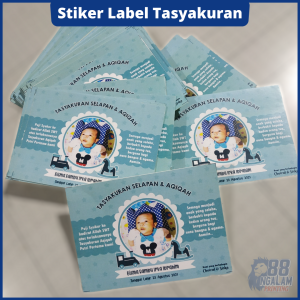 CUSTOM Cetak Label Tasyakuran / Stiker Hajatan / Bahan berPEREKAT