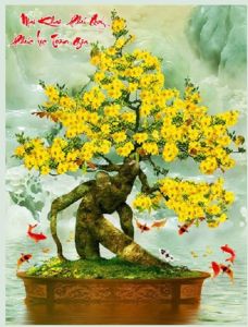 Tranh gạch men 3d ốp tường hoa mai - 8009CB