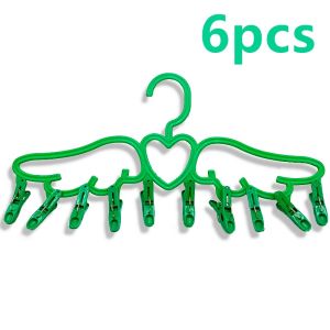 6pcs Clip Plastic Hanger With Clips Strong Clothes Drying Laundry Hanger With Clip Cloth Hanger