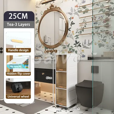 SALVO 20cm Slim Cabinet Flip Top Cabinet Drawer Plastic Wardrobe For Baby Toy Clothes Home Organizer Home Organizer For Living Room Bathroom Kitchen