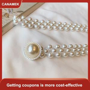 【CANAMEK】 Ngọc trai lớn chuỗi eo của phụ nữ vành đai đàn hồi với kim cương trang trí tất cả các trận đấu váy thời trang giản dị thiết kế sang trọng tráng Gothic