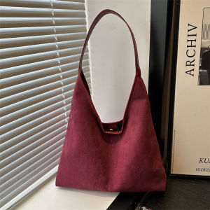 MOUSSON  กระเป๋าโท้ทแบบวินเทจฝ้าความจุขนาดใหญ่กระเป๋าสะพายไหล่แบบใหม่สำหรับฤดูใบไม้ร่วงและฤดูหนาวของผู้หญิงพร้อมฝาเปิดแม่เหล็กพร้อมกระเป๋าใส่โทรศัพท์มือถือ