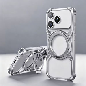 MagSafe 360°Rotation Phone Holder "X" Shockproof Metal Frameless Bumper Case for iPhone 17 Pro Max 16 15 14 13 Pro