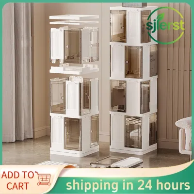 sjlerst Giá sách xoay Luqeeg Tủ sách đứng trên sàn trưng bày 360 Công suất lớn Cửa từ trong suốt có tính năng Gắn vào Giá lưu trữ cố định Giá sách ở góc cho không gian nhỏ (2 tầng)