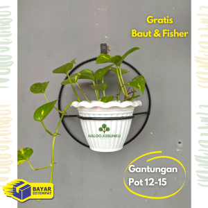 Gantungan Pot Bunga Alas Bulat Diameter 12 Murah & Gratis Baut & Fisher