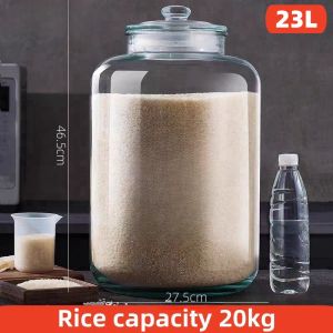 Airtight Glass Rice Dispenser Jar with Lid - Transparent Moisture-Proof Food Storage Container 8.5kg/10kg/13.5kg/25kg - Now Shipped from Manila