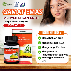 Kapsul Gamat Emas ekstrak Teripang Emas Asli Suplemen Menyehatkan Kulit Mengurangi Kerutan Mempercepat Penyembuhan Jerawat dan Lainnya isi 50 kapsul