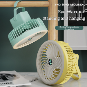 Outdoor Portable Electric Fan with Hook USB Rechargeable Ceiling Fan Wall Mounted Mini Desktop Fan 360° Rotation Silent Fan