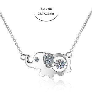 Her Lab Jewelry | Sterling Silver Moissanite Womens Necklace Personalized Creative Bicycle Diamond Pendant S925 Silver Simple Elephant Smart Necklace Fashion Birthday Gift with GRA Certificate