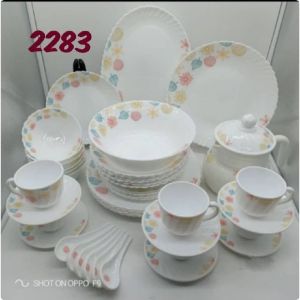 Opal 46pcs Round Dinner Set Kaca Opal Floral Round / Set Makan 6 Orang / 46PCS Opal Glass Dinner Set / Dinner Plate