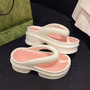 [Free Shipping] Korean-style thick-soled flip-flops new home wear casual versatile non-slip summer slippers with wedge heel