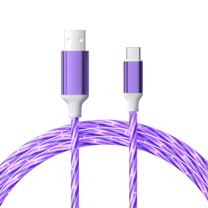 3 in 1 USB Type-C Android iOS Universal Glow Fast Charger Cable Flowing Colorful RGB LED Light GlowUSB Micro Charging Cable
