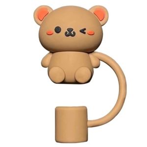 GIGBM Silicone Animal Shape Straw Topper 10mm Dust-Proof Straw Tips Cartoon 3D Straw Cover Cup