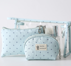 3pcs Handmade Waterproof Cosmetic Translucent Makeup Pouch Travel Toiletry Bag KMV Trading