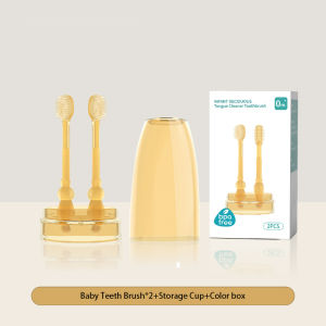 Orzbow 3 in 1 BPA Free Baby Oral Cleaner 2PCS Infant Silicone Toothbrush Newborn Tongue Cleaner Set With Cover
