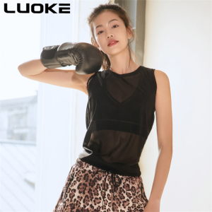 Luoke yoga clothes women Cross Border Mesh Breathable Sports Blouse Women Running Fitness Quick Drying T-shirt Vest Yoga vest