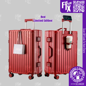 FunTechX Premium Luggage Bag Set (20inch + 24inch) ABS Hard Case Aluminum Frame USB Suitcase Travel Bag Hand Carry 行李箱