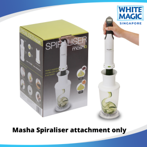 White Magic Masha by Prep Mesh / Spiraliser Attachment [handheld / masher / creamy / smooth / baby food / soft / puree / lump free / dishwasher safe]
