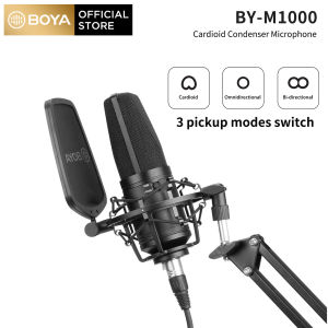BOYA BY-M1000 Large Diaphragm Studio Condenser Microphone 24V 48V Phantom Power for Vocal Recording Podcasting Broadcasting Singing Mic