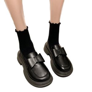 Katerina Fashion Korean Ribbon Black Shoes Heeled For Women #K-382