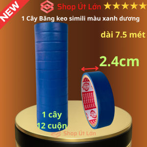 Băng keo simili màu xanh dương rộng 2.4cm dài 7.5 mét lõi giấy 3mm 1 cây 12 cuộn giá tại xưởng