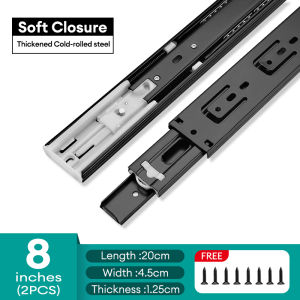 XTEN Hydraulic Drawer Guide Heavy Duty Drawer Guide Soft Close Drawer Slide Bearing 3 Folds Full Extension Drawer Guide