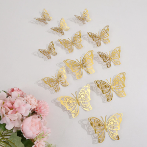 12 Hollow Butterfly Wall Stickers Festive Home Christmas Day Decoration Decoration Stickers 3D Three-Dimensional Butterfly