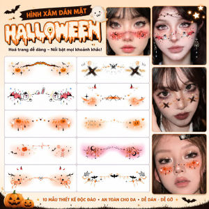 [Độc Đáo Và Sáng Tạo] [No Mess Face Art] Halloween Face Stickers 10Pcs / Miếng Dán Trang Điểm / Hình Xăm Tạm Thời / Phụ Kiện Halloween