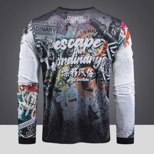 Mens Plus Size Demon Motorcycle Graphic Long Sleeve Quick Dry Riding Jersey LA048