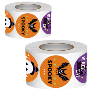 Halloween Themed Sticker Roll Seal For Gift Packaging Candy Pouches Closures And Holiday Celebration Adhesive Label