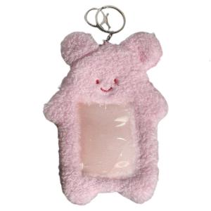 Cute Rabbit Photocard Holder Keychains Lovely Plush Bear Photocard Holder Cartoon Bear Photo Sleeve Credit Holder