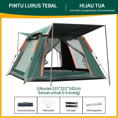 Tenda Camping 4-6 Orang 3.3✖2.1✖1.8M Orang Lipat Portable Waterproof Anti Air Outdoor Tenda Gunung
